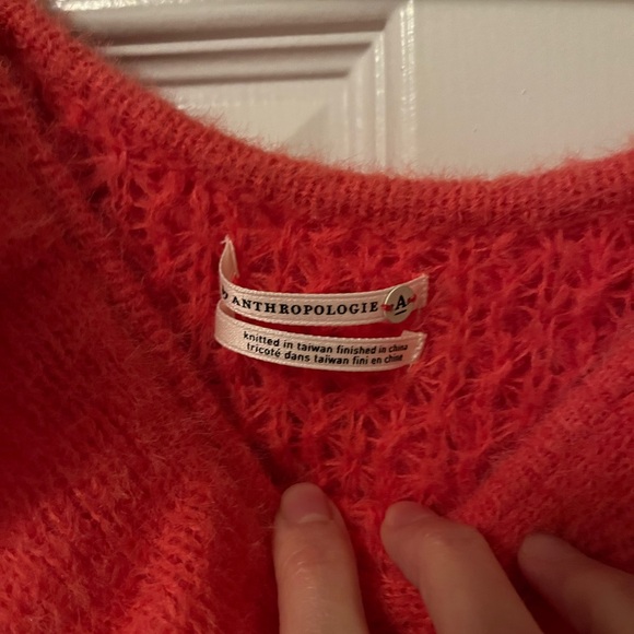 Anthropologie coral orange ruffle neck Fall sweater XS🧡🍊🧶👌🥰 - Picture 6 of 11